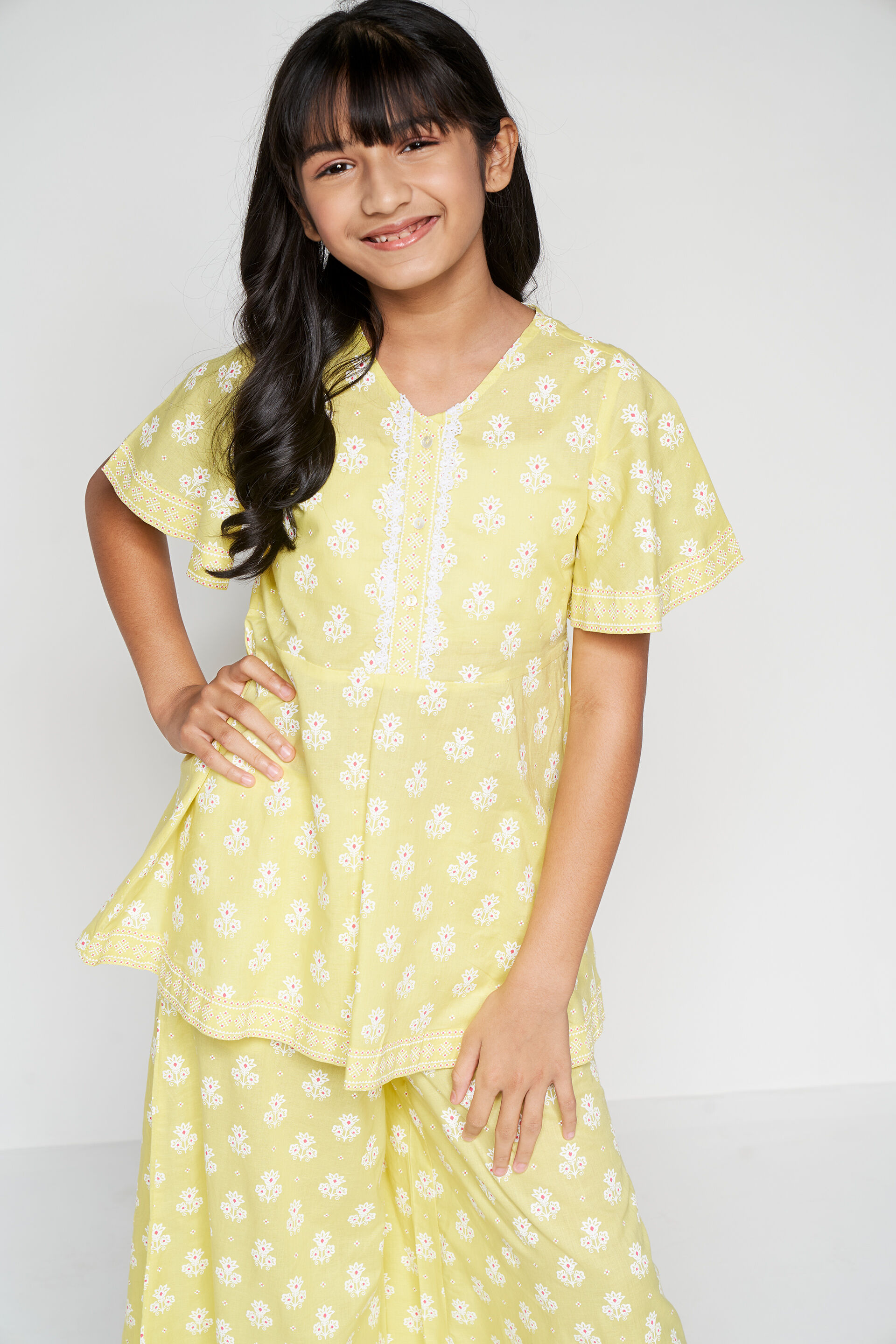 Lemon Kurta-Pallazo Set, Lime Green, image 2